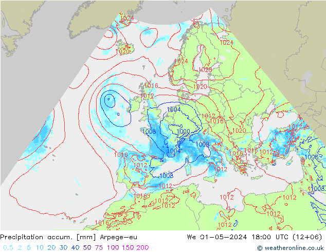 Nied. akkumuliert Arpege-eu Mi 01.05.2024 18 UTC