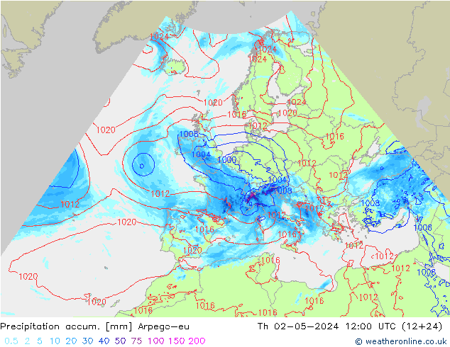 Precipitation accum. Arpege-eu чт 02.05.2024 12 UTC