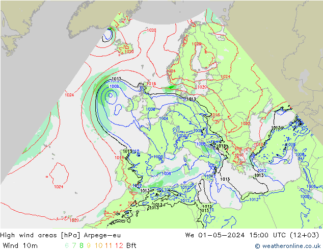 Windvelden Arpege-eu wo 01.05.2024 15 UTC