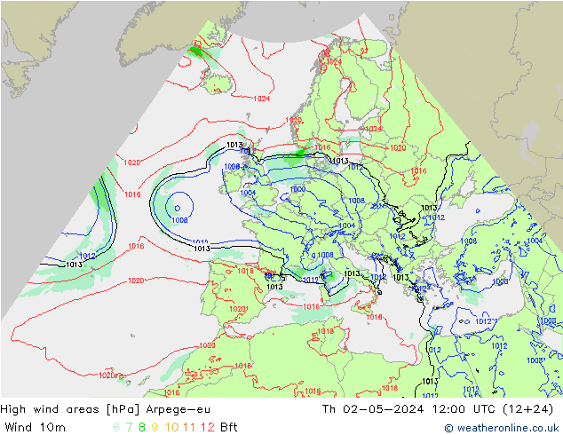 Windvelden Arpege-eu do 02.05.2024 12 UTC