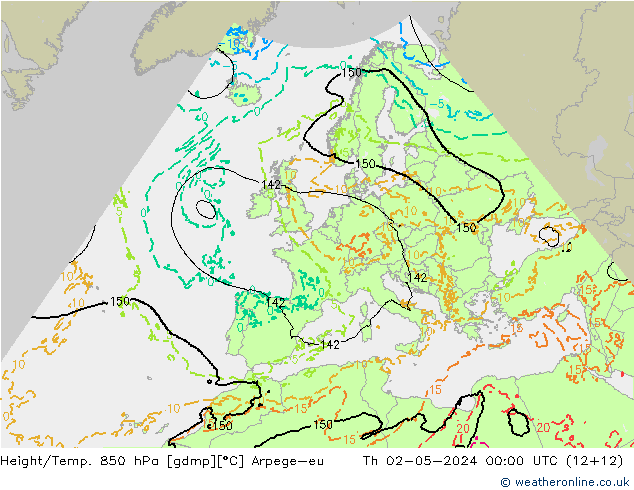 Height/Temp. 850 hPa Arpege-eu czw. 02.05.2024 00 UTC