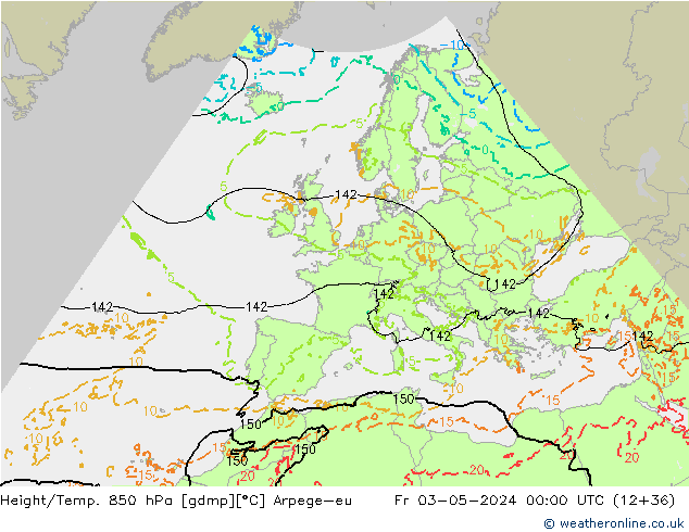 Height/Temp. 850 hPa Arpege-eu Fr 03.05.2024 00 UTC