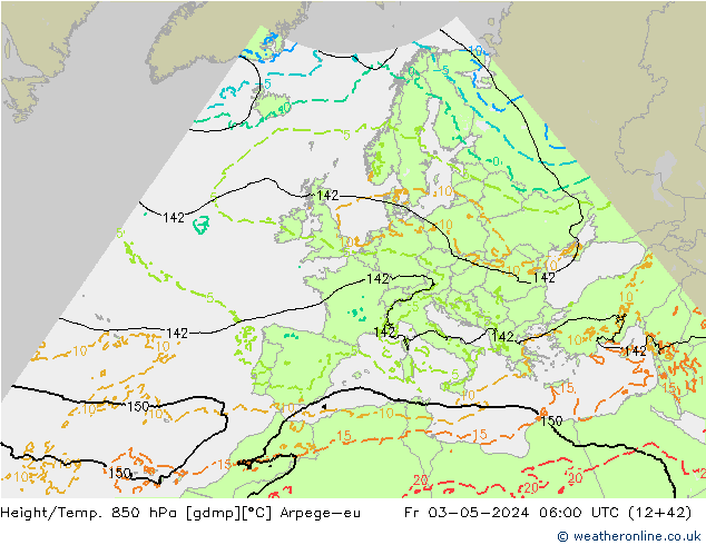 Geop./Temp. 850 hPa Arpege-eu vie 03.05.2024 06 UTC