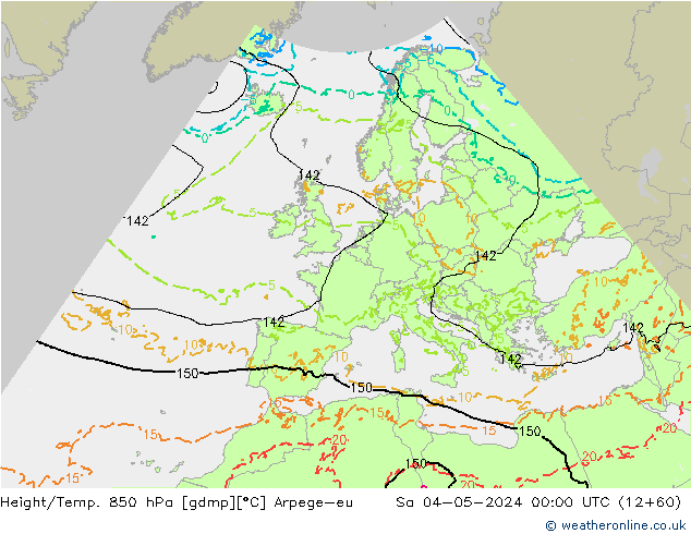 Height/Temp. 850 hPa Arpege-eu Sa 04.05.2024 00 UTC