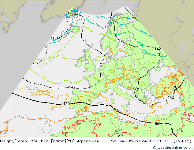 Height/Temp. 850 hPa Arpege-eu So 04.05.2024 12 UTC