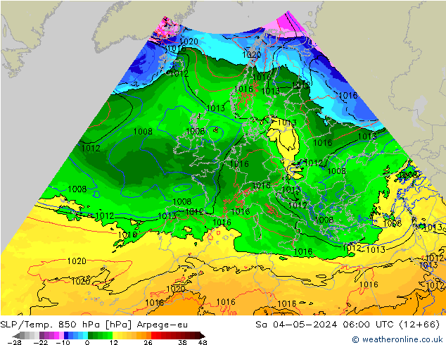 850 hPa Yer Bas./Sıc Arpege-eu Cts 04.05.2024 06 UTC