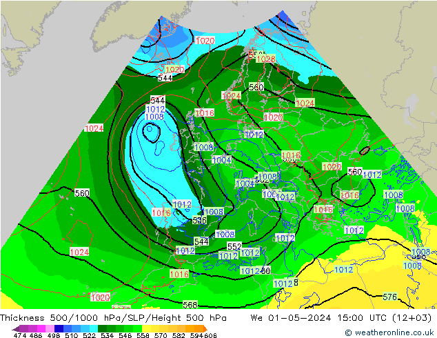 Dikte 500-1000hPa Arpege-eu wo 01.05.2024 15 UTC