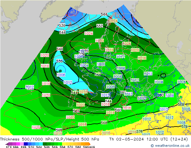 Thck 500-1000hPa Arpege-eu gio 02.05.2024 12 UTC