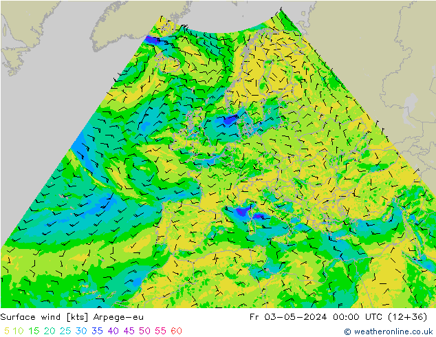 Surface wind Arpege-eu Pá 03.05.2024 00 UTC