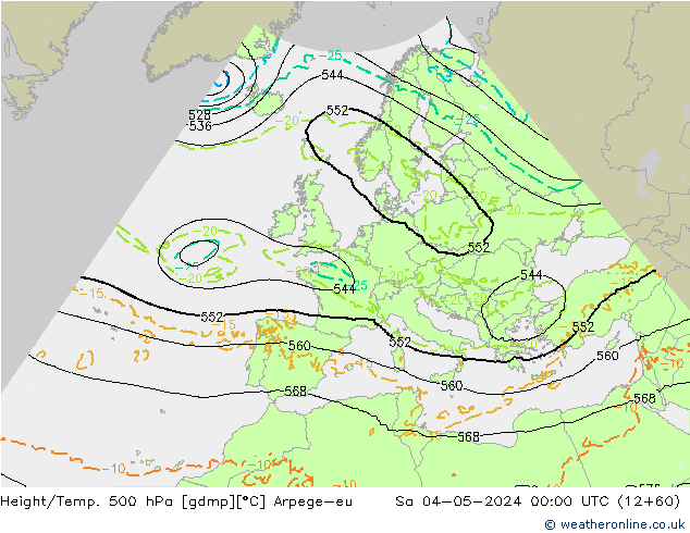 Height/Temp. 500 hPa Arpege-eu Sa 04.05.2024 00 UTC