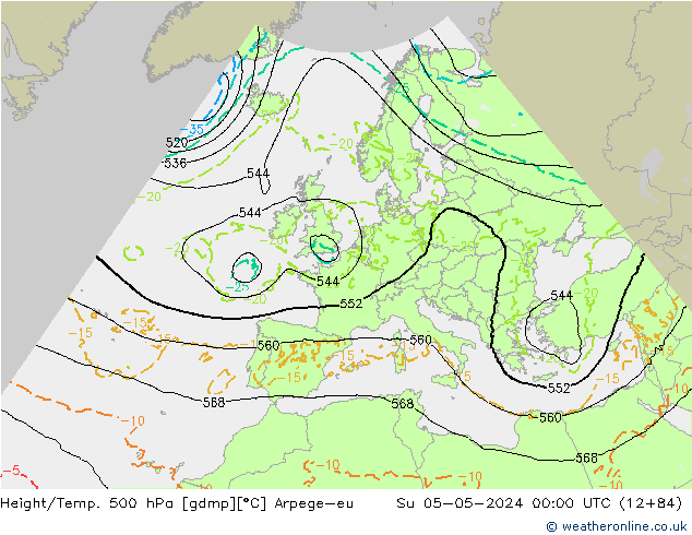 Géop./Temp. 500 hPa Arpege-eu dim 05.05.2024 00 UTC