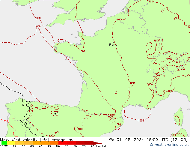 Windböen Arpege-eu Mi 01.05.2024 15 UTC