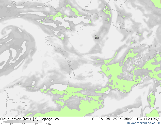 zachmurzenie (niskie) Arpege-eu nie. 05.05.2024 06 UTC