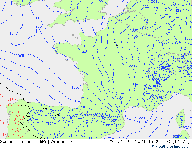 Bodendruck Arpege-eu Mi 01.05.2024 15 UTC