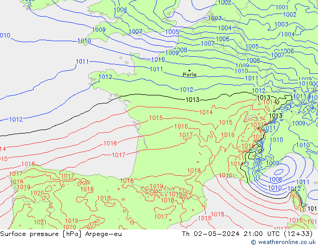 ciśnienie Arpege-eu czw. 02.05.2024 21 UTC