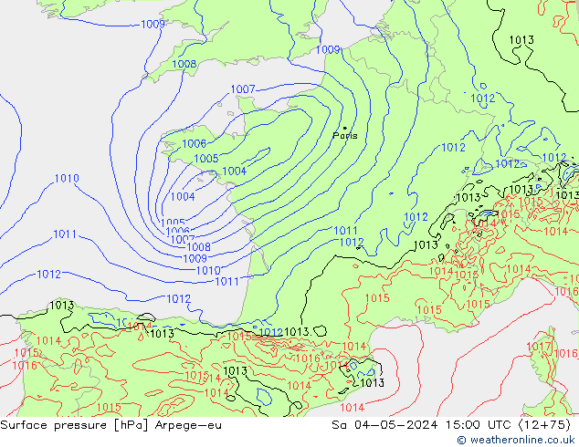 Surface pressure Arpege-eu Sa 04.05.2024 15 UTC