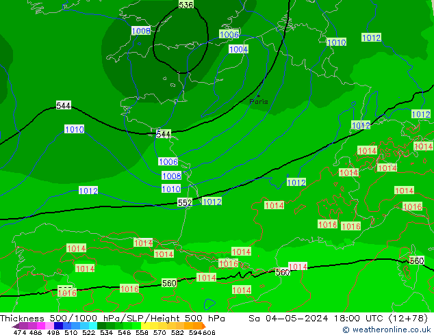 Thck 500-1000hPa Arpege-eu Sa 04.05.2024 18 UTC