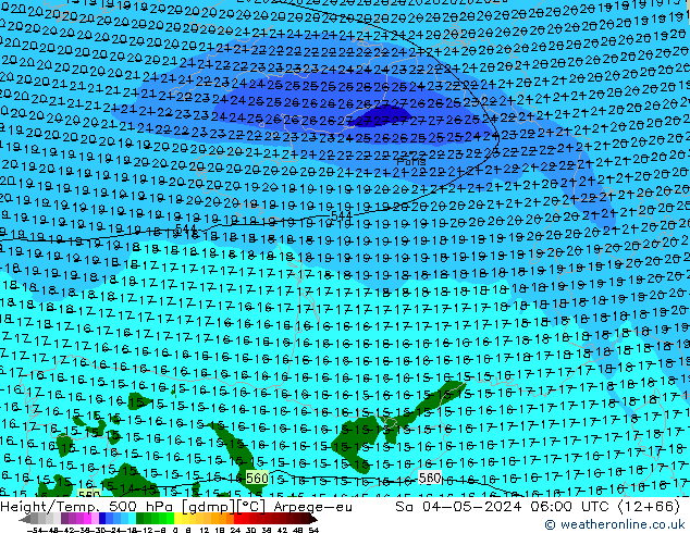 Height/Temp. 500 hPa Arpege-eu Sa 04.05.2024 06 UTC