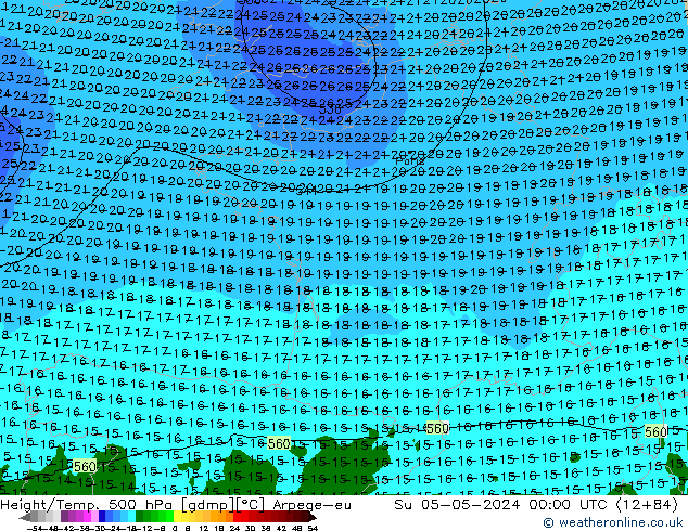 Height/Temp. 500 hPa Arpege-eu Su 05.05.2024 00 UTC