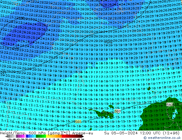 Height/Temp. 500 hPa Arpege-eu Su 05.05.2024 12 UTC