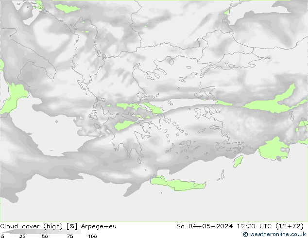 Cloud cover (high) Arpege-eu Sa 04.05.2024 12 UTC