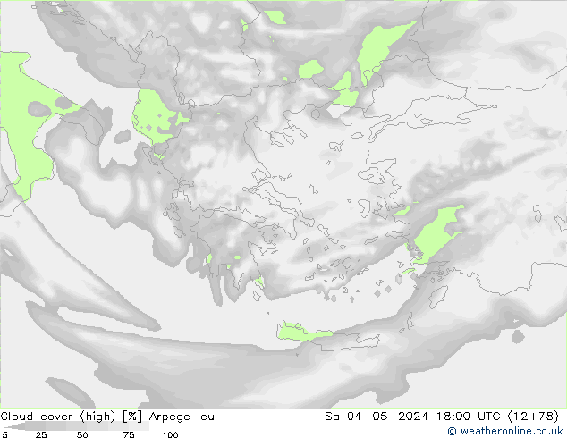 Nubes altas Arpege-eu sáb 04.05.2024 18 UTC