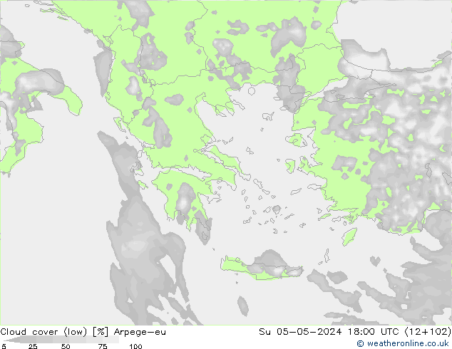 Bulutlar (düşük) Arpege-eu Paz 05.05.2024 18 UTC