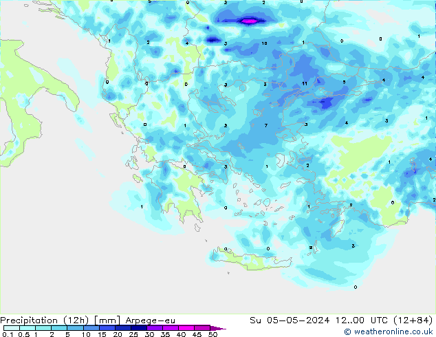 Precipitation (12h) Arpege-eu Su 05.05.2024 00 UTC