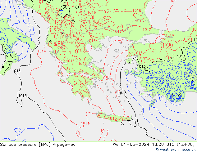 Surface pressure Arpege-eu We 01.05.2024 18 UTC