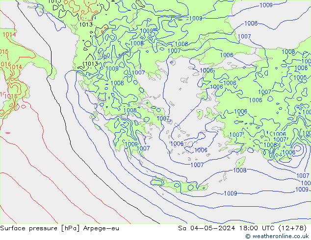 pressão do solo Arpege-eu Sáb 04.05.2024 18 UTC