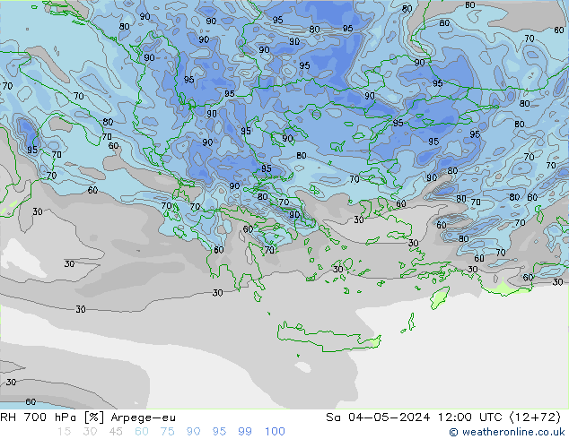 RV 700 hPa Arpege-eu za 04.05.2024 12 UTC