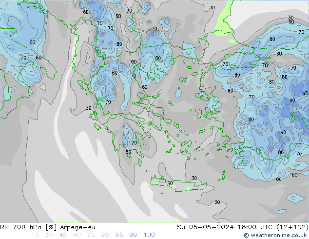 700 hPa Nispi Nem Arpege-eu Paz 05.05.2024 18 UTC