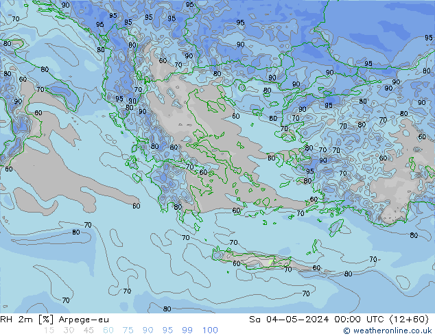 RH 2m Arpege-eu Sa 04.05.2024 00 UTC