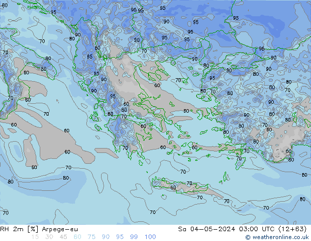 RH 2m Arpege-eu Sáb 04.05.2024 03 UTC