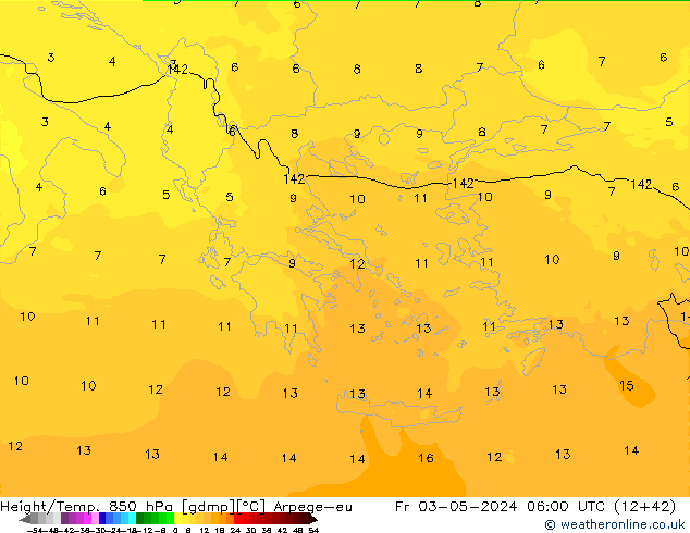 Height/Temp. 850 hPa Arpege-eu pt. 03.05.2024 06 UTC