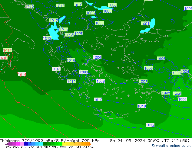 Dikte700-1000 hPa Arpege-eu za 04.05.2024 09 UTC