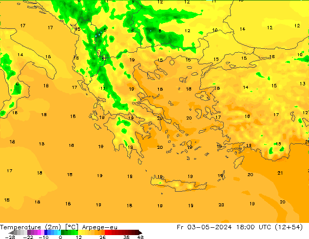 Temperatura (2m) Arpege-eu Sex 03.05.2024 18 UTC