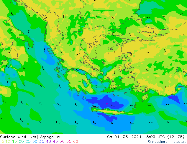 ветер 10 m Arpege-eu сб 04.05.2024 18 UTC