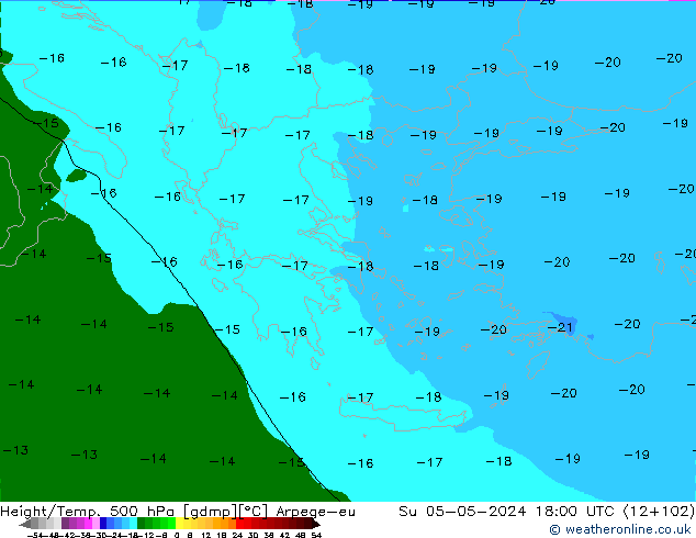 Yükseklik/Sıc. 500 hPa Arpege-eu Paz 05.05.2024 18 UTC