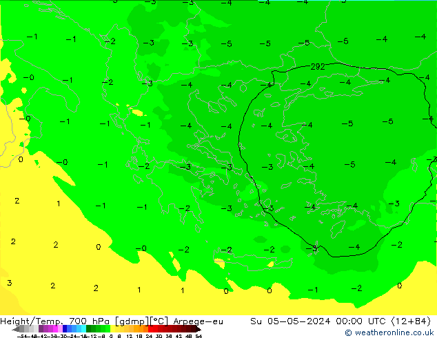 Height/Temp. 700 гПа Arpege-eu Вс 05.05.2024 00 UTC