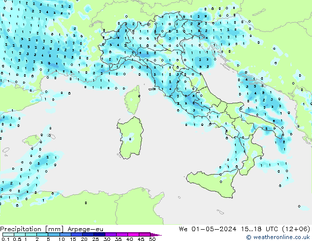Precipitación Arpege-eu mié 01.05.2024 18 UTC