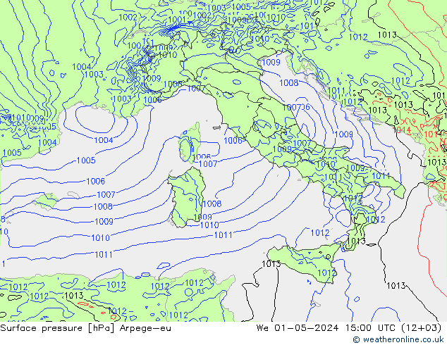 pressão do solo Arpege-eu Qua 01.05.2024 15 UTC