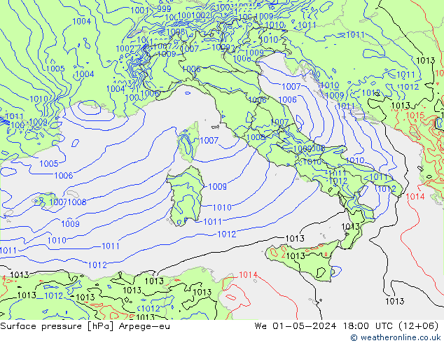 Yer basıncı Arpege-eu Çar 01.05.2024 18 UTC