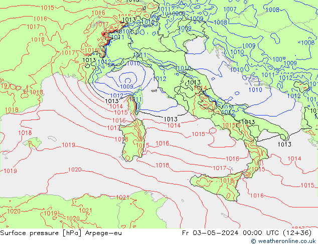 приземное давление Arpege-eu пт 03.05.2024 00 UTC