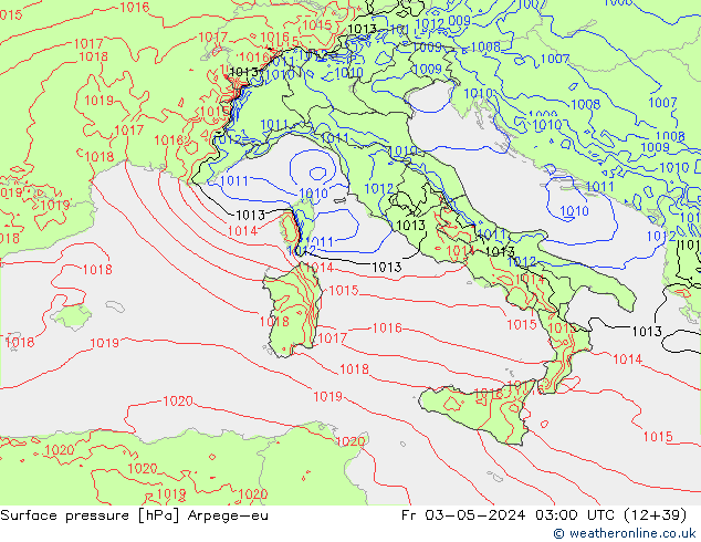 Luchtdruk (Grond) Arpege-eu vr 03.05.2024 03 UTC