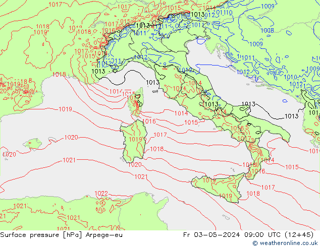 Surface pressure Arpege-eu Fr 03.05.2024 09 UTC