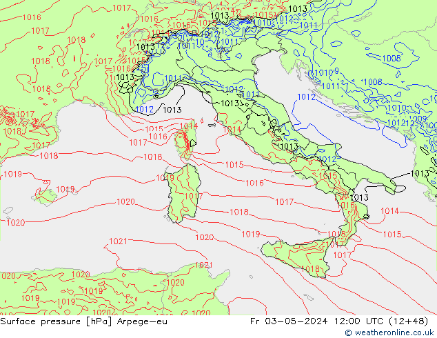 Atmosférický tlak Arpege-eu Pá 03.05.2024 12 UTC