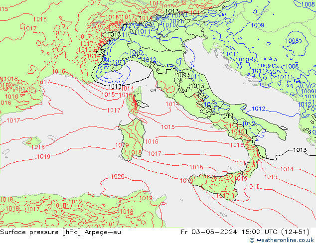 Surface pressure Arpege-eu Fr 03.05.2024 15 UTC