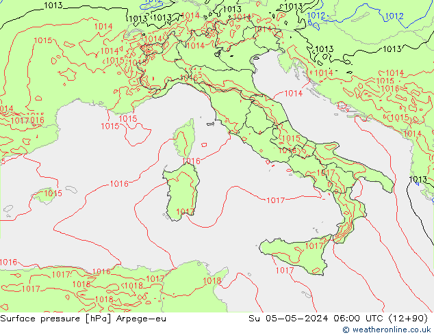 Luchtdruk (Grond) Arpege-eu zo 05.05.2024 06 UTC