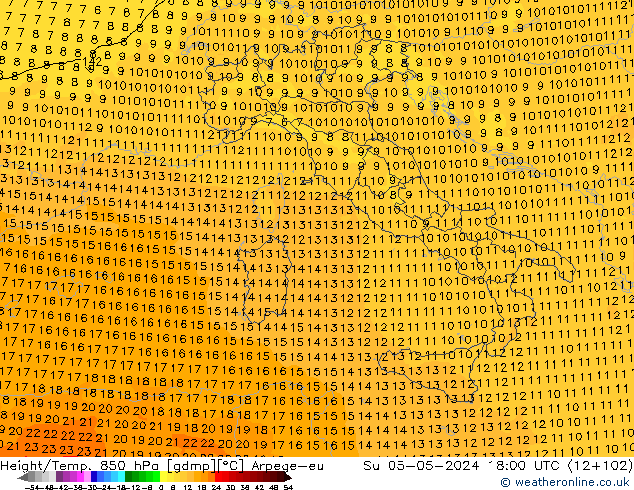 Height/Temp. 850 hPa Arpege-eu Su 05.05.2024 18 UTC